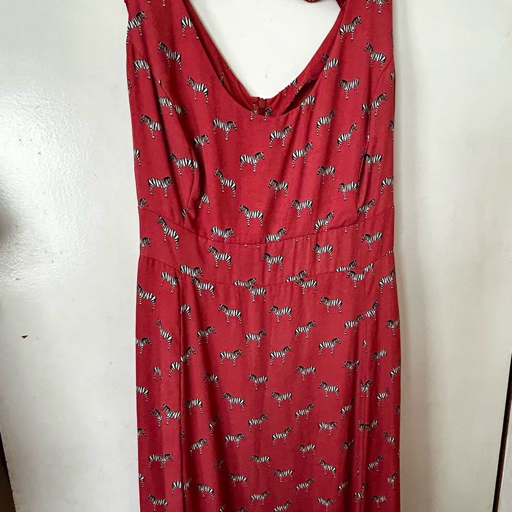 Cherry Velvet Fit and Flare Pink Zebra Print Dress